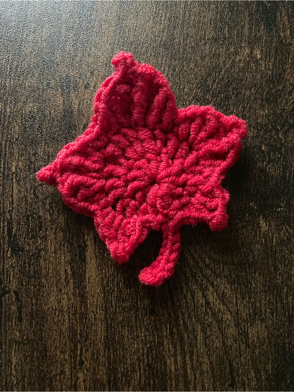 Handmade Red Crochet Maple Leaf Accent